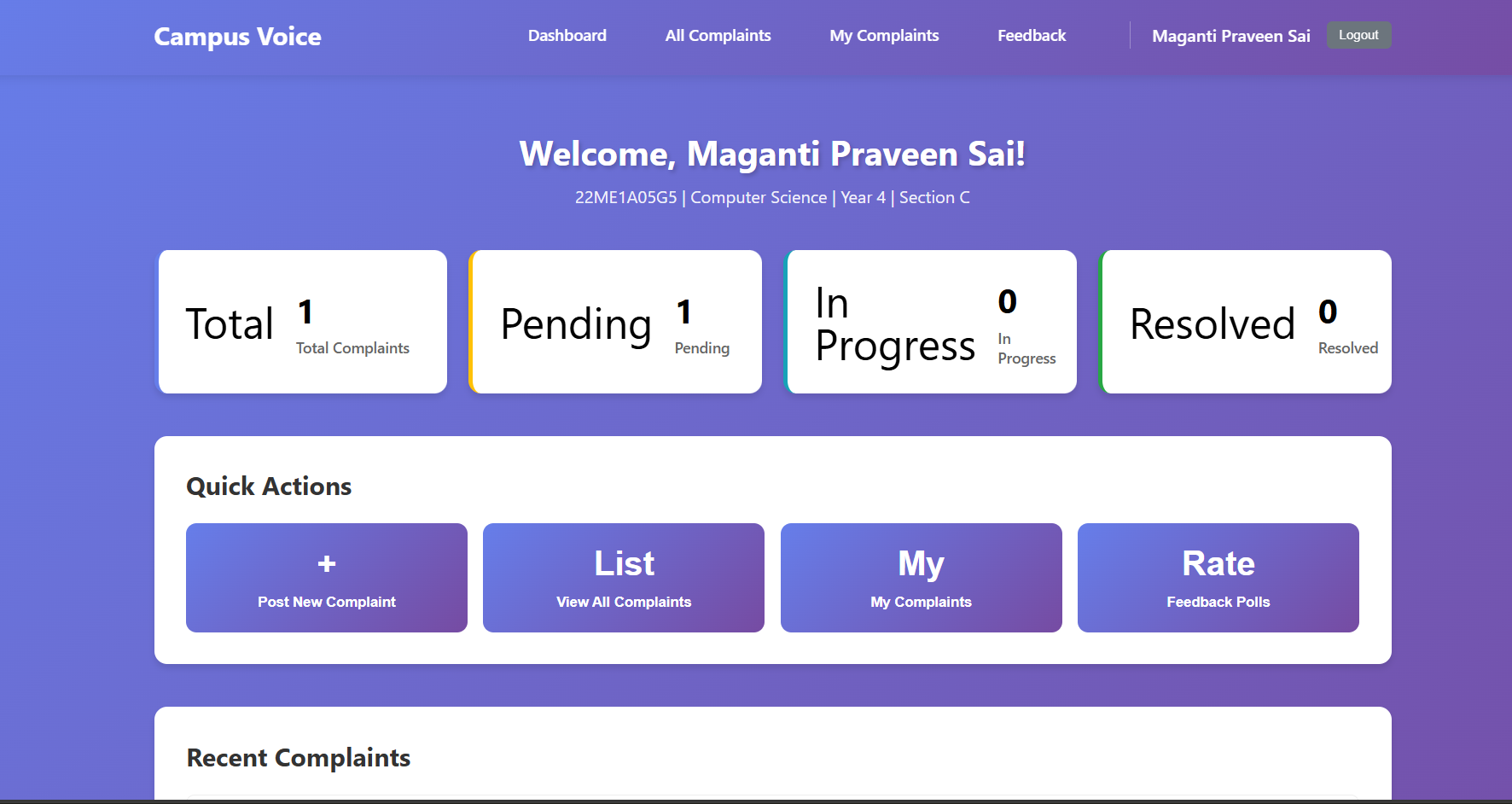 CampusVoice - Anonymous Grievance Portal